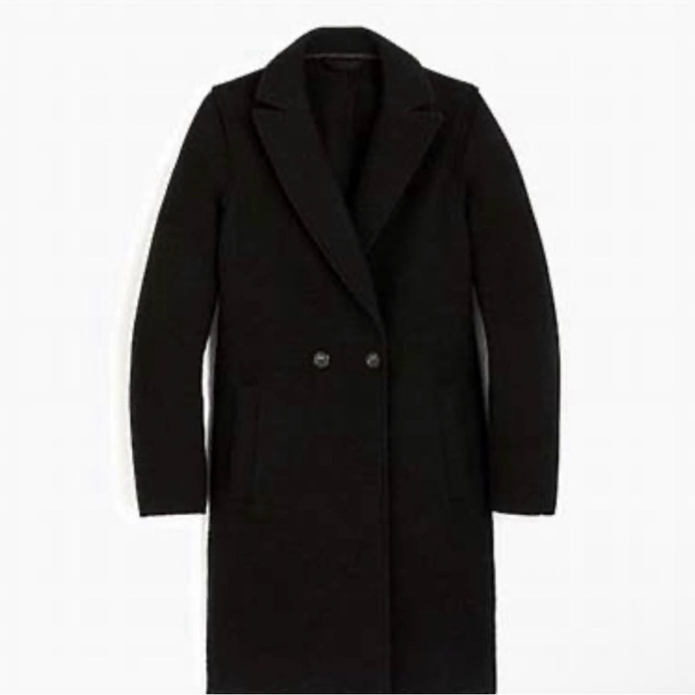J. Crew Boiled Wool Black Top Coat Woman’s Small Size 0